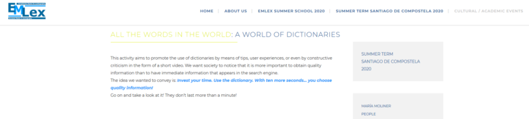 EMLex activity: ALL THE WORDS IN THE WORLD: A WORLD OF DICTIONARIES