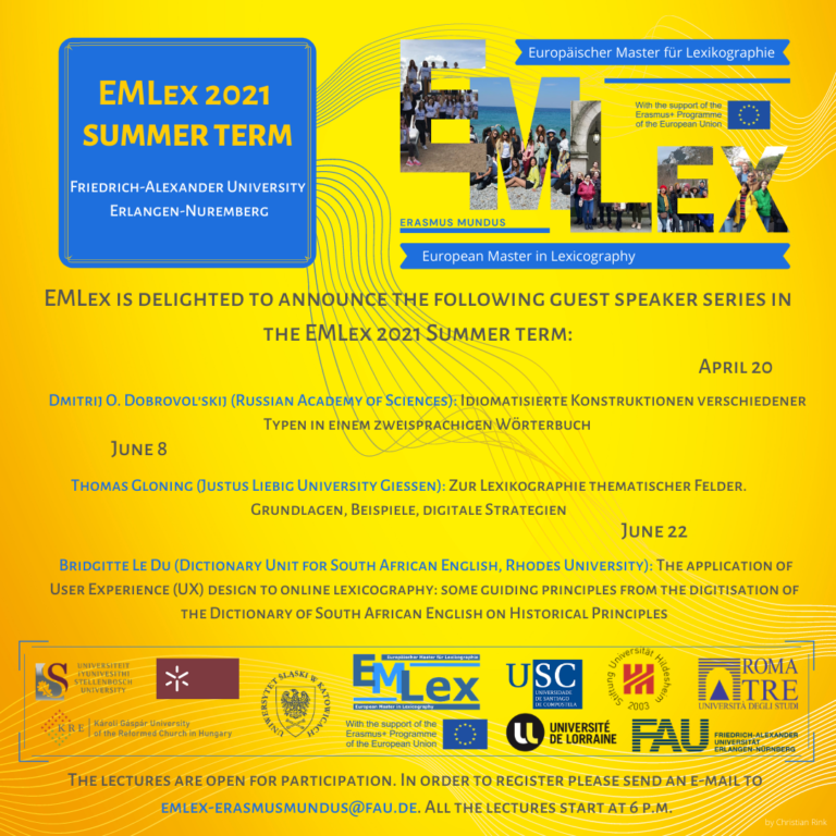 Second public lecture of the EMLex 2021 Summer term